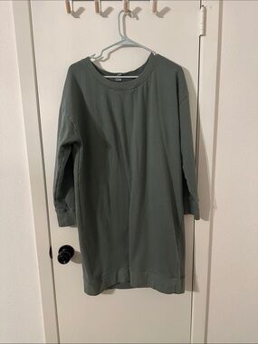 kate quinn Olive Green Long Sleeve Sweatshirt Dress